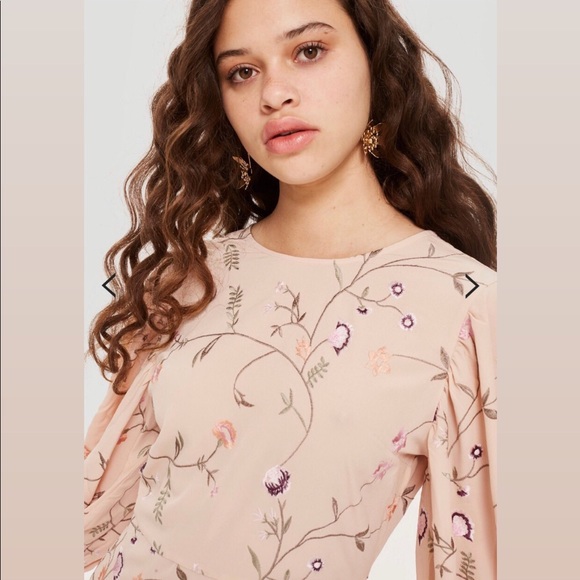 BOGO NWT Topshop Pink Floral Long Sleeve Dress - Picture 4 of 5